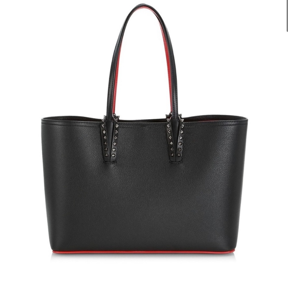 Christian Louboutin Black Leather Tote with Red Trim